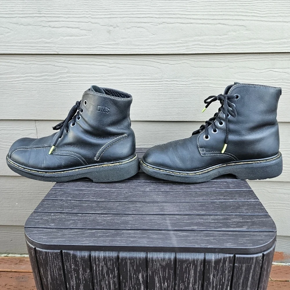 Dr Martens 9303 Vintage Black Leather Combat Boots Lace Up Made England Mens 8